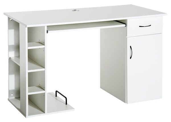 Scrivania da Ufficio Porta PC con Ripiano Tastiera Bianco 74x120x60 cm