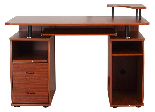 Scrivania da Ufficio Porta PC con Ripiano Tastiera Noce 120x55x85 cm