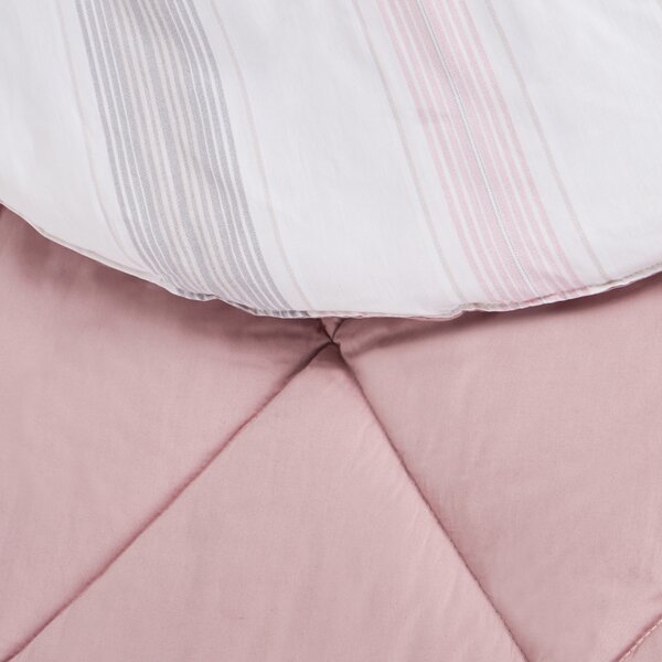 Trapunta In Percalle Regimental Singolo - 180X260 Bellora Geometrico Rosa Caleffi