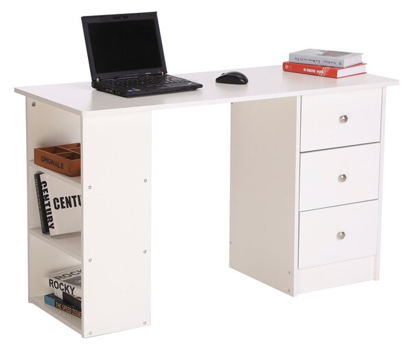Scrivania con Cassetti e Ripiani Portaoggetti Bianco 120x49x72 cm