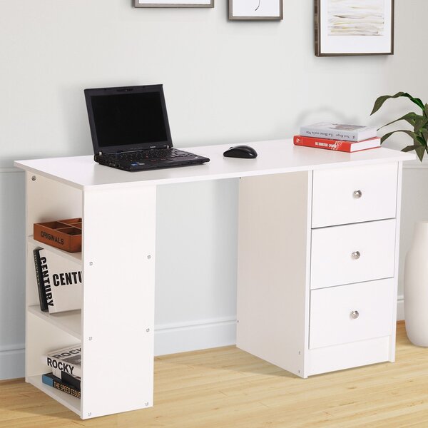 Scrivania con Cassetti e Ripiani Portaoggetti Bianco 120x49x72 cm