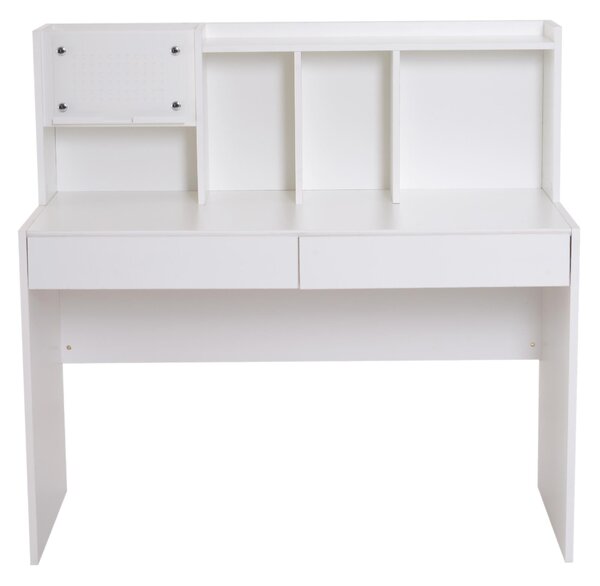 Scrivania da Ufficio in Legno 5 Scomparti e 2 Cassetti Bianco 120x60x115 cm