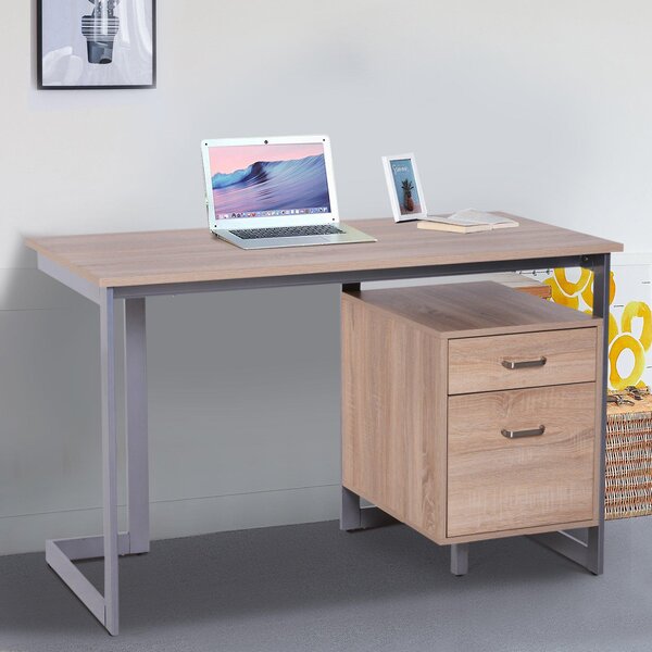 Scrivania con 2 Cassetti in Legno e Acciaio 120x58x76 cm