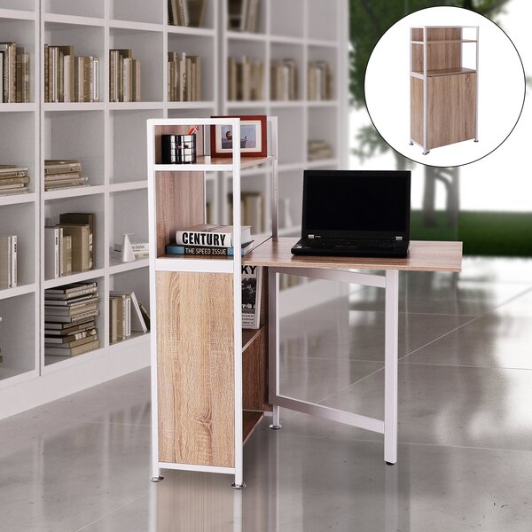 Scrivania da Ufficio Angolare per Computer Estraibile in Legno MDF