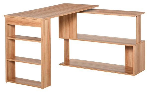 Scrivania Angolare Multiposizione con 5 Ripiani Legno 120x110x74,5 cm
