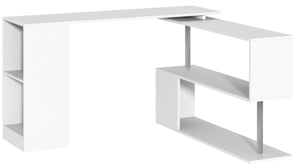 Scrivania Angolare da Ufficio Studio per Computer in Legno bianco 140x120x78,2 cm