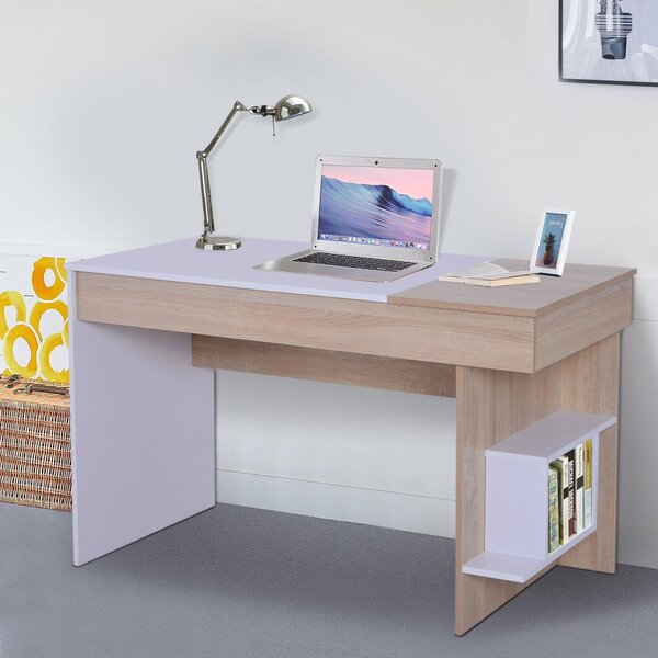 Scrivania da Ufficio Salvaspazio con Piano Sollevabile in Legno Bianco 120x60x74 cm