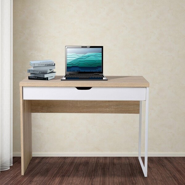 Scrivania da Ufficio con Cassetto in Legno e Metallo 100x50x75 cm
