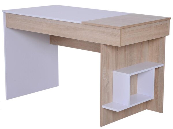 Scrivania da Ufficio Salvaspazio con Piano Sollevabile in Legno Bianco 120x60x74 cm