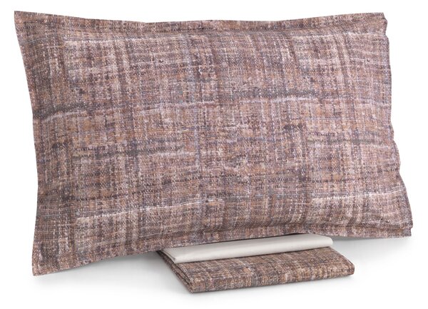 Completo Lenzuola In Percalle Boucle' Matrimoniale - 250X290 175X205 + 2 Federe 50X80 Trussardi Moderno Rosa Caleffi