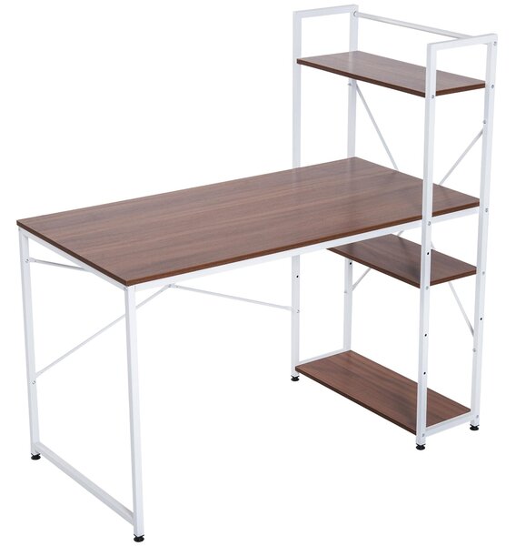 Scrivania da Ufficio con Scaffalatura Noce e Bianco 120x64x121 cm