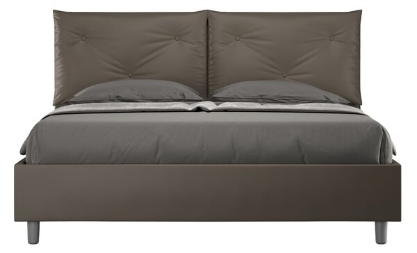 Letto Tessuto Cappuccino con Testata Rettangolare – Giroletto, Contenitore o con Rete | PIA 80x190 Singolo standard / Senza Rete