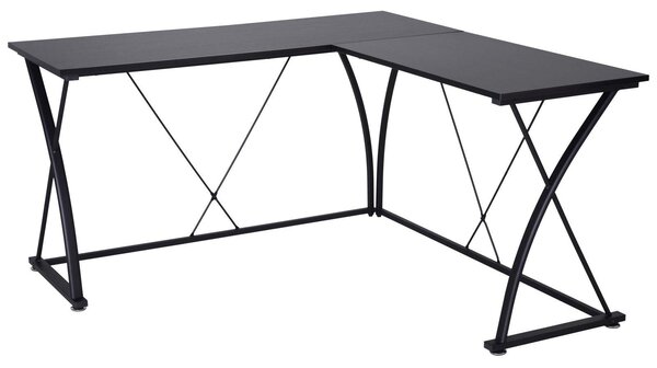 Scrivania da Ufficio ad Angolo in Metallo e MDF 142x142x76 cm Nera