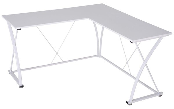 Scrivania da Ufficio ad Angolo in Metallo e MDF 142x142x76 cm Bianca