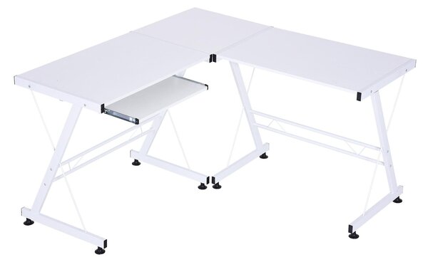Scrivania da Ufficio Grande ad Angolo in Acciaio e MDF 130x130x73.5 cm Bianca