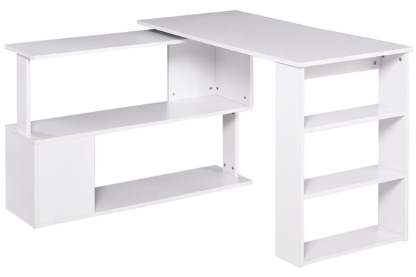 Scrivania da Ufficio ad Angolo in Legno 120x100x74 cm Bianca