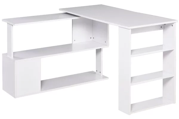 Scrivania da Ufficio ad Angolo in Legno 120x100x74 cm Bianca