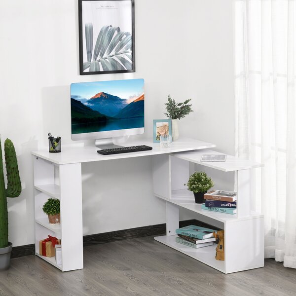 Scrivania da Ufficio ad Angolo in Legno 120x100x74 cm Bianca