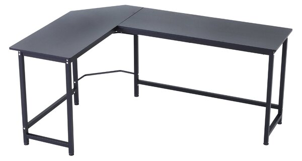 Scrivania da Ufficio ad Angolo 168x120x75 cm in Legno e Metallo Nero