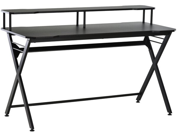 Scrivania da Ufficio Porta PC con Piano Rialzato in MDF 140x60x90 cm Nero