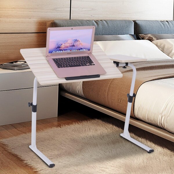 Scrivania Tavolino Porta Pc da Ufficio in Legno e Metallo 80x40x45-65.5 cm