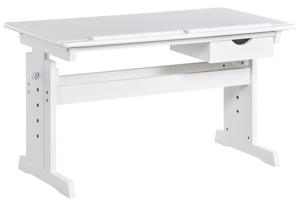 Scrivania da Ufficio con Ripiano Inclinabile e Altezza Regolabile in MDF 109x55x63,6 cm Bianca