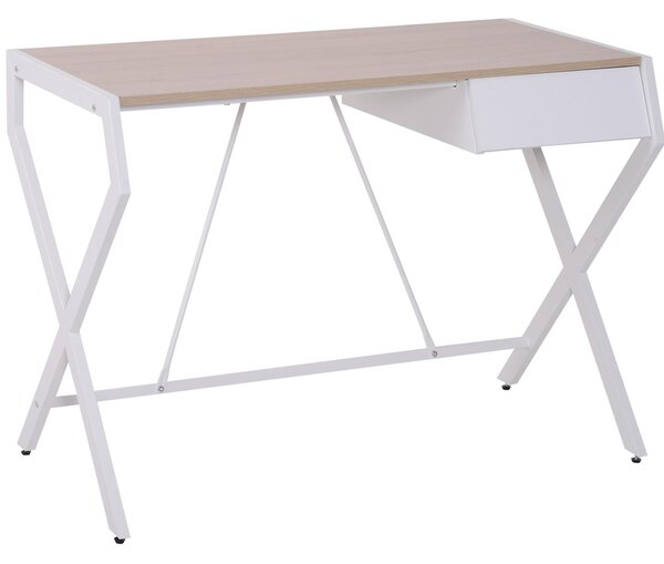Scrivania per Ufficio in Acciaio Rovere e Bianco 105x56x75 cm