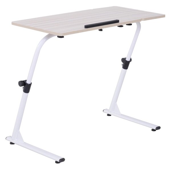Scrivania Tavolino Porta Pc da Ufficio in Legno e Metallo 80x40x45-65.5 cm