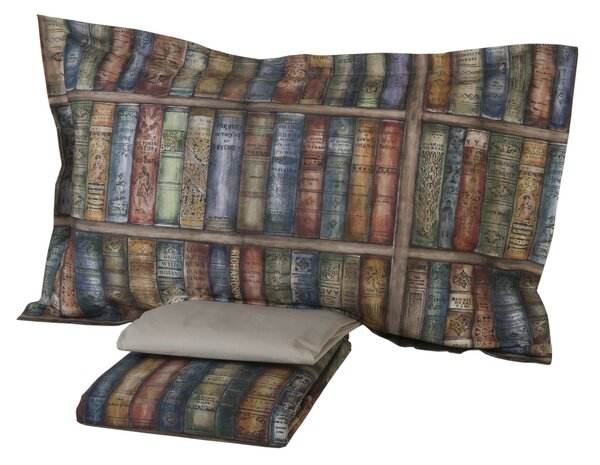 Trapunta In Percalle Book-shop Singolo - 180X260 Mirabello Moderno Marrone Caleffi