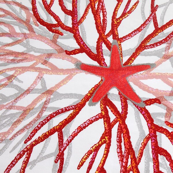 Tovaglia Da Cucina In Raso Di Cotone Red Coral 150x180 Mirabello Floreale Multicolor Caleffi