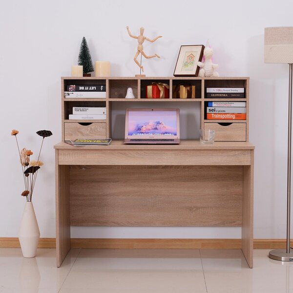 Scrivania Porta PC Design Classico con Cassetti in Legno Rovere 120x57x116 cm
