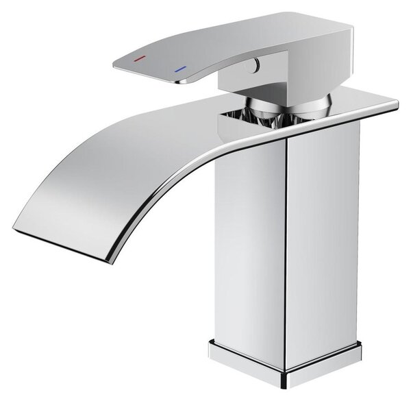 Rubinetto per lavabo - Miscelatore monocomando - Modello a cascata - Altezza 80 mm - Cromo
