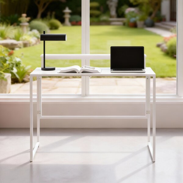HOMCOM Scrivania Pieghevole Tavolo per Computer con Supporto per Monitor, per Studio, 100x48x87,5 cm, Bianco | Aosom Italy