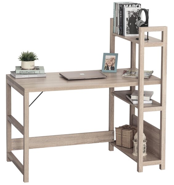 Scrivania da Ufficio Porta PC 120x67x120,5 cm con Libreria in Legno Rovere
