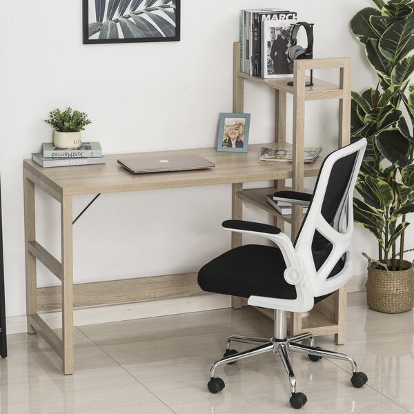 Scrivania da Ufficio Porta PC 120x67x120,5 cm con Libreria in Legno Rovere