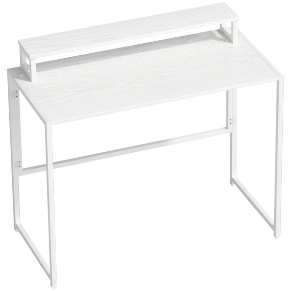 HOMCOM Scrivania Pieghevole Tavolo per Computer con Supporto per Monitor, per Studio, 100x48x87,5 cm, Bianco | Aosom Italy