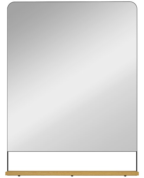 HOMCOM Specchio da Parete 80x60 cm con Mensola in Legno, Specchio Rettangolare Moderno con Cornice in Metallo, Nero | Aosom Italy