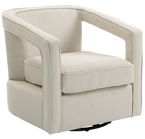 HOMCOM Poltrona Soggiorno Girevole 360°, Poltrona Relax con Schienale e Braccioli Monopezzo, 77x75x72 cm, Beige | Aosom Italy