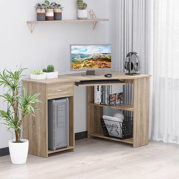 Scrivania da Ufficio ad Angolo Porta PC 120x70x75 cm in Legno