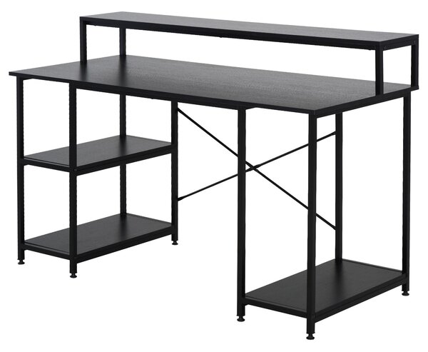 Scrivania da Ufficio con Ripiano 140x60x93 cm in Acciaio Nera