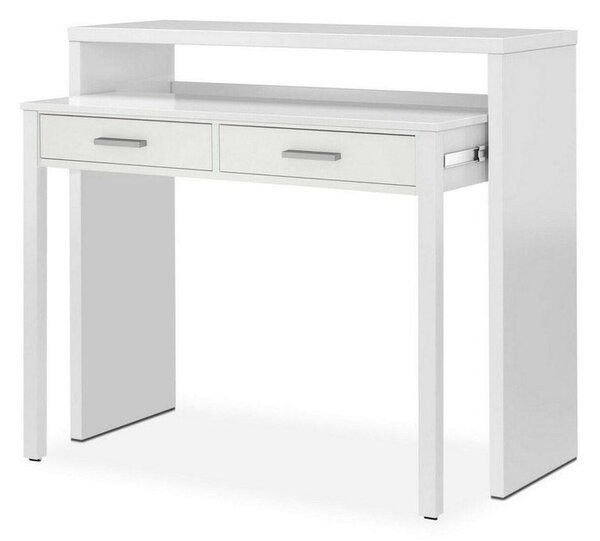 Scrivania Consolle Allungabile 2 Cassetti 98,5x36x87,5 cm in Legno Bianco