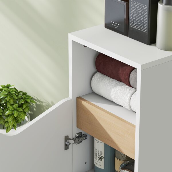 HOMCOM Armadietto Bagno Stretto con Ripiani Regolabili e Vano Aperto, 30x30x71,5 cm, Bianco | Aosom Italy