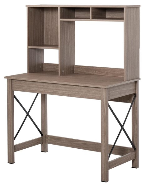 Scrivania da Ufficio Porta PC 105x50x137,5 cm con Libreria in Legno Truciolare Marrone
