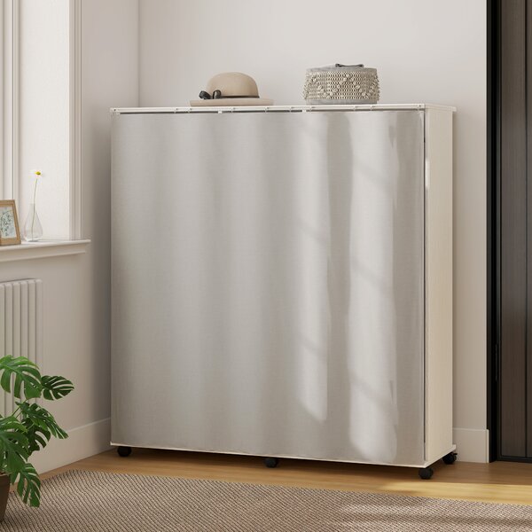 HOMCOM Armadio Appendiabiti Mobile Contenitore con 6 Ruote, in Legno, 120x40x128 cm, Bianco | Aosom Italy