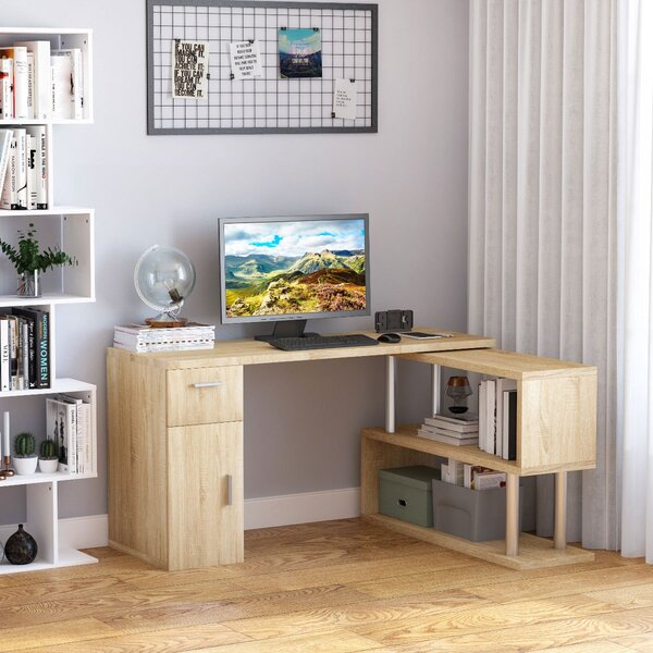 Scrivania da Ufficio ad Angolo Porta PC 140x107x74,6 cm in Legno Rovere