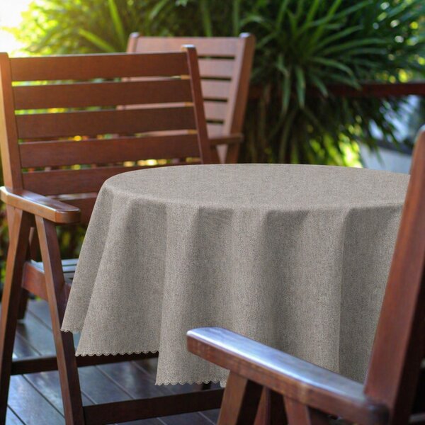 Tovaglia da giardino rotonda Ø 150 cm effetto lino grigio chiaro