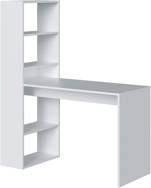 Scrivania Porta Pc 120x53x144 cm con Libreria Bianca