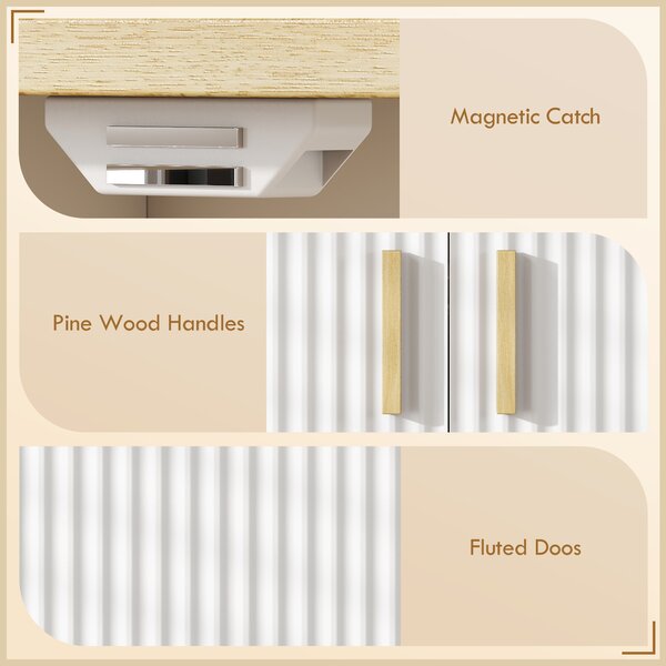 HOMCOM Mobile Sottolavabo con Ripiano Regolabile, Armadio per Lavabo senza Piedistallo, con Ante Scanalate, 60x30x61 cm, Bianco | Aosom Italy