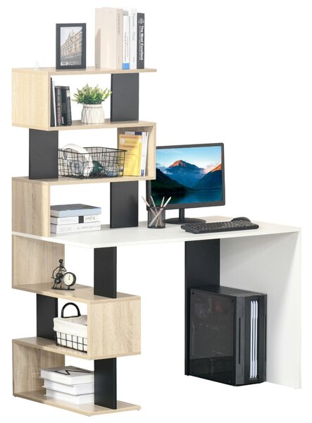 Scrivania da Ufficio 120x60x148 cm con Libreria in Legno Multicolore
