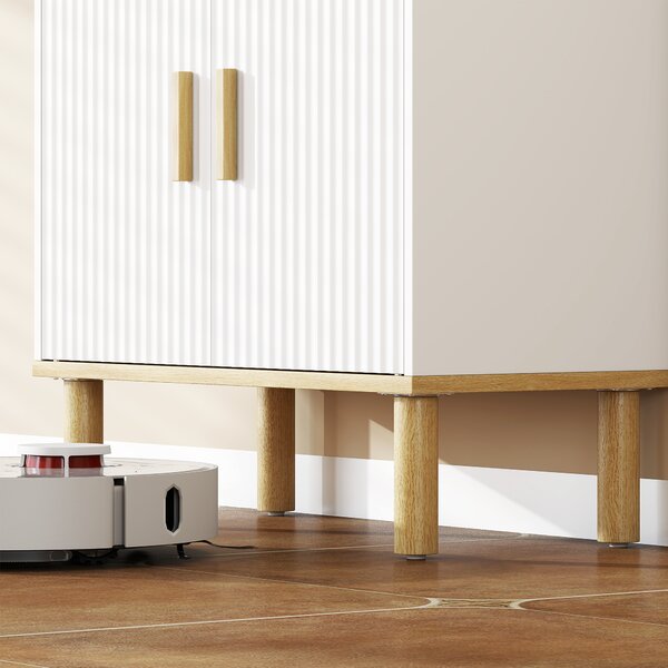 HOMCOM Mobile Sottolavabo con Ripiano Regolabile, Armadio per Lavabo senza Piedistallo, con Ante Scanalate, 60x30x61 cm, Bianco | Aosom Italy